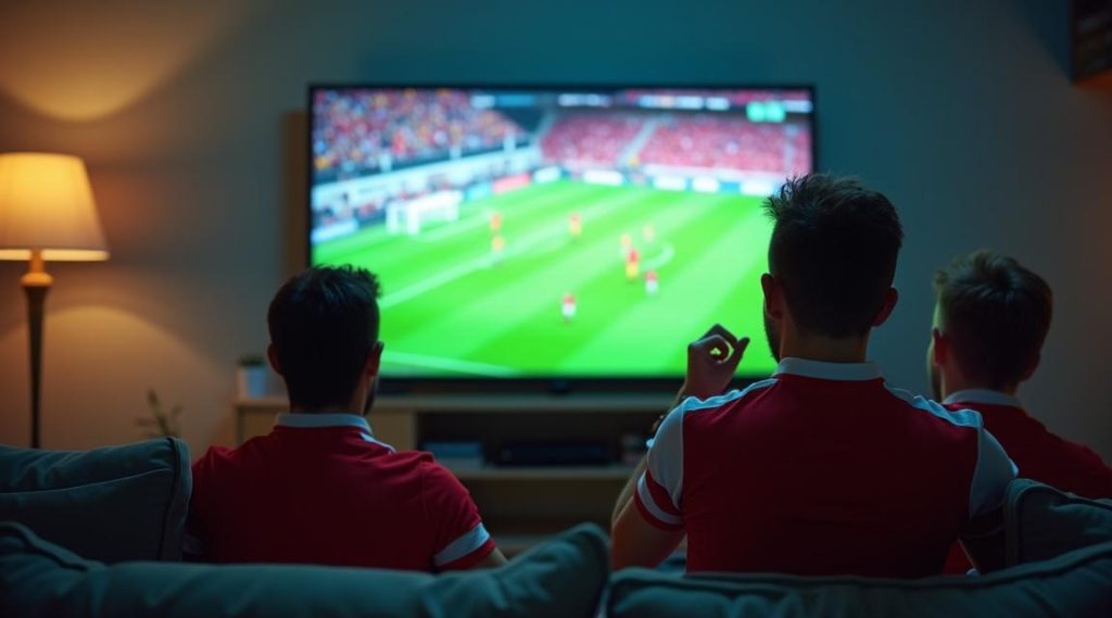 Fans watching soccer stream