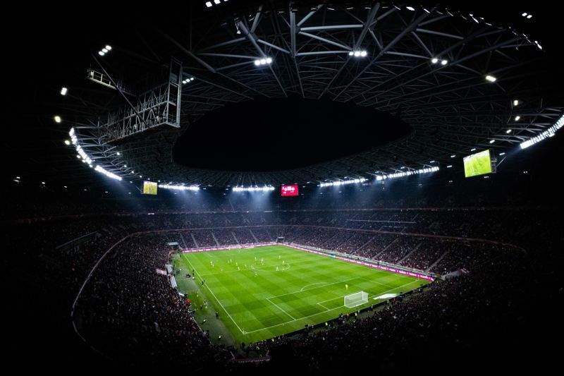 A view of a night soccer match